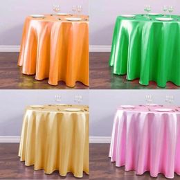 Table Cloth Solid Satin Round Set For Birthday Wedding Restaurant Festival Party Supplies