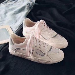 Fitness Shoes Soft Pu Flats White Women Leather Sneakers Canvas Loafers Comfort Lace Up Casual Spring Woman Vulcanized Summer Mocassins