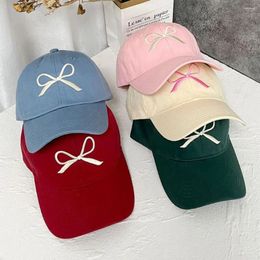 Ball Caps Cotton Embroidery Bow Baseball Cap Casual Sun Hat Sunscreen Peaked Outdoor