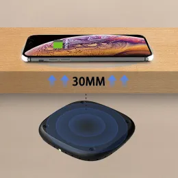 Chargers 30mm Long Distance Fast Wireless Charger Pad For iPhone Samsung Invisible Wireless Charger Furniture Desktop Hide Table Charger