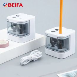 Sharpeners Automatic Pencil Sharpener, Battery or USB+Battery Style, Safe Cover Twohole Electric Sharpening Tools for Kids School Supplies