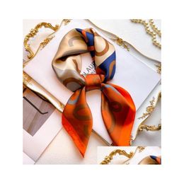 Scarves 20Style 70X70Cm Bandana Scarf For Women Designer Head Letters Print Flower Imitate Silk Headband Square Neck Drop Delivery Fas Dhq2P