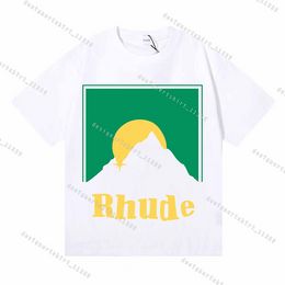 rhude mens shirts designer men shirt designer t shirts Crew Neck Short Sleeve Breathable Cotton Print Floral Sport Loose Summer Vacation men tshirt mens T-shirt