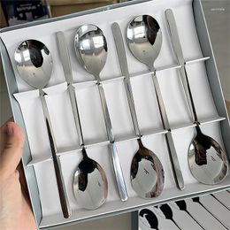 Spoons Stainless Steel Spoon And Fork Cutlery Set Long Handle Soup Ice Cream Dessert Coffee Teaspoons Kitchen Tableware Utensils