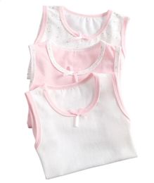 3pcs/Lot Girls Cotton Singlet Underwear Tank Strawberry Prints Kids Undershirts Cotton Tank Bow Tops Size 100-150 240329
