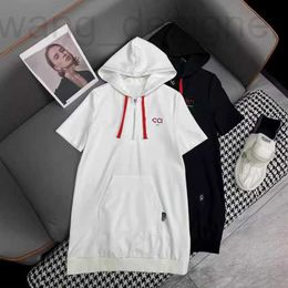 Basic & Casual Dresses designer Spring and Summer New Age Reducing Sweet Girl Style Loose Contrast Coloured Letter Embroidered Hooded Short sleeved Dress ODJM
