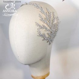 Wedding Hair Jewelry ASNORA New Tiara Cubic Zirconia Crown Diadema Bridal Wedding Hair Accessories CZ Leaf Crystal Headbands Couronne Party Jewelry L46