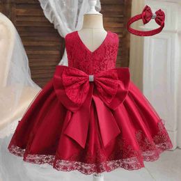 Girl's Dresses Baby Girls Birthday Dress Egant Christmas Infant Party Princess Dress for 0-5 Years Newborn Baptism Pink Clothes Toddr Kids L240402