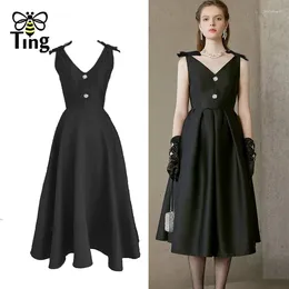 Casual Dresses Tingfly Vintage Fashion Solid Colour Women Elegant Party Dinner Ball Gowns Midi Long A Line Office Work Dress Clothings