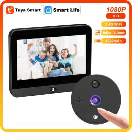 Doorbells Tuya Door Camera WiFi Eye 2.4 G 2MP Infrared Light Intercom Door Cameras 5000mAh Battery Wireless Video Doorbell Camera