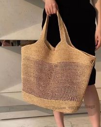 Straw Woven Shopping Bags Designer Handbag Large Capacity Tote For Women Shoulder Summer Beach Weekend Vacation Travel Bag