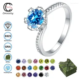 Cluster Rings Cocosily 1CT D Colour Moissanite S925 Sterling Silver Exquisite Charming Classic Style Women Ring Christmas Holiday Party