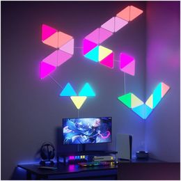 Wall Lamps Diy Triangle Light Quantum Lamp App Control Colorf Rgb Smart Lights Wifi Blue Tooth Music Sync Game Bedroom Decoration Drop Dhvak