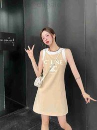 Basic & Casual Dresses designer European Goods 2023 Summer New Round Neck Sleeveless Printed Letter CE Home Straight Loose Tank Top Skirt for Women H4B1