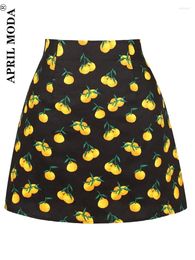 Skirts 2024 Women Retro Pencil Beach Skater Skirt 50s Style Vintage Black Cherry Print Short A Line Cotton Sexy Summer Mini