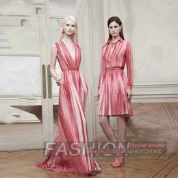 Casual Dresses High End Customised Sexy Sleeveless Striped Deep V Elegant Long Dress Women's Dinner Party