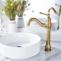 Bathroom Sink Faucets Antique Brass Basin Faucet Vessel Deck Mounted Cold Water Mixer Tap Single Hole Taps