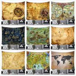 Tapestries Wall Tapestry Pirate Treasure Map Hanging Vintage World Aesthetic For Sofa Bed Dorm Bedroom Living Room Home