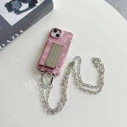 MM6Margiela Telefon Kılıfı Tasarımcı Dönem Kılıfları Deri Şok geçirmez Kapak Kabuğu İPhone 15 için Case14 Pro Max 13 12 11 Zincir Plus Kart Paketi Moda Kapak Kart Cepi