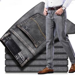 Men's Jeans 2024 Stretch Regular Fit Business Casual Classic Style Fashion Denim Trousers Male Black Blue Gray Pants