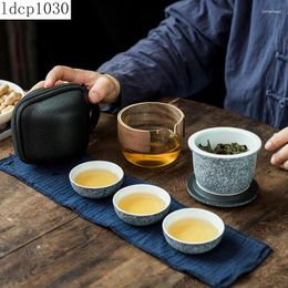 Teaware Sets One Pot And Three Cups Of Portable Ceramic Travel Tea Set One-piece Storage Outdoor Teapot Anti-scalding Glass/outdoor