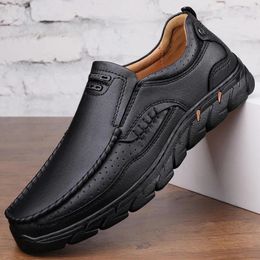 Casual Shoes Genuine Leather Handmade 2024 For Men Flat Platform Walking Shoe Outdoor Footwear Loafers Breathable Sneakers