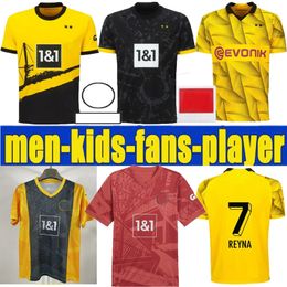 23 24 Soccer Jerseys REUS DORTMUNDs 2023 2024 Borussia Soccer HALLER Football Shirt BELLINGHAM NEONGELB HUMMELS BRANDT red Kids Special Kit All Black Maillot De Foot