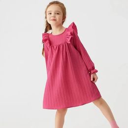 2024 Todder Girls Ruffles Dresses Spring Princess Party Casual 0 5Y Baby Children Valentines Day Gifts Long Sleeves Dress Fall 240329