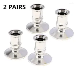 Candle Holders 4Pcs Taper Traditional Shape Fits Standard Candlestick Silver Decoration Tea Light