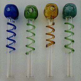 4 Types Colourful Pyrex Glass Oil Burner Pipe Dry Herb Tobacco Burning Handcraft Smoking Nails Bubble Tube For Water Bong Hookah ZZ