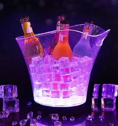 6L Waterproof Plastic 7 Colour RGB LED Ice Bucket KTV Club Bars Nightclubs LED Light Up Champagne Beer Bucket Bars Night Party 240327
