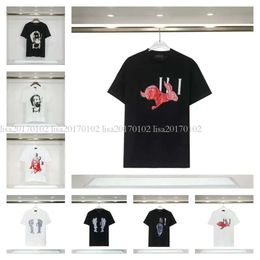 Designer T-shirt Tees Print Palms T Shirts Mens Womens Angle Short Sleeve Casual Streetwear Tops Clothing Clothes European Size S-XXXL