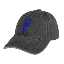 Berets Alphabet Blue F Sports Letter Cowboy Hat Bobble Boy Women's