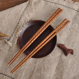 Chopsticks 1Pair Wood Chinese Solid Reusable Handcarved Tortoise Shell Wooden Cooking Sushi Tableware Gift