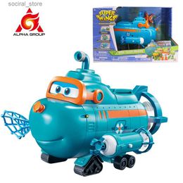 Action Toy Figures Super Wings Wild Team Buddy -with Lights SoundsLaunchable Fish Net Spear Water Proof kid toys L240402