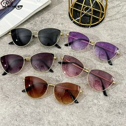 Sexy Small Vintage Cat Eye Sunglasses Woman Sun Glasses Female Ladies Sunglass Metal Frame 240402