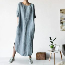 Casual Dresses Lightweight Dress Commute Maxi Elegant Summer With Split Hem Soft Breathable Fabric Women's For Comfort