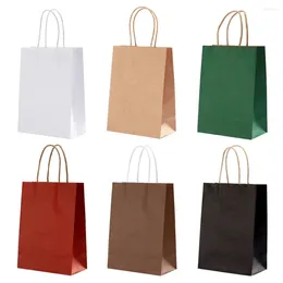 Gift Wrap 10 Pcs Kraft Bag Paper Bags Reusable Grocery Shopping For Packaging Craft Gifts Wedding Business Retail Party