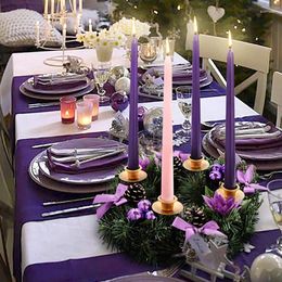 Candle Holders 1pc Gold Silver Purple Ribbon Christmas Advent Wreath Season Holder Candlestick