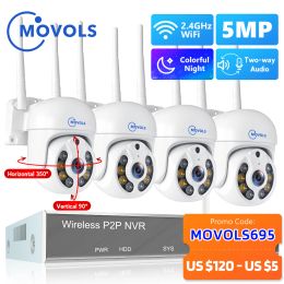 System Movols H.265 3mp 5mp Hd Wireless Cctv System Two Way Audio Waterproof Ptz Wifi Ip Security Camera 8ch Nvr Video Surveillance Kit