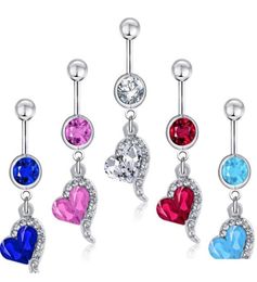 4 Colors Mix Color Heart Style Ring Belly Button Ring Navel Rings Body Piercing Jewelry Dangle Accessories Fashion Charm 7K1Gu6054952