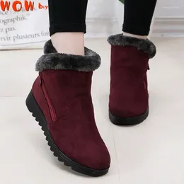 Walking Shoes Women Winter Boots Warm Plush Snow For Woman Ankle Botas Mujer Zipper No-slip Loafers Ladies Casual Comfortable Flats Shoe