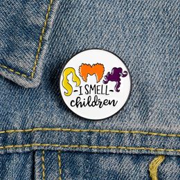 I SMELL CHILDREN Enamel Pins Custom Halloween Brooches Lapel Pin Shirt Bag Round Badge Fun Jewelry Gift For Kids Friends