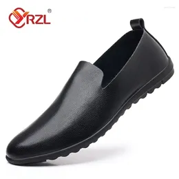 Casual Shoes YRZL Leather Men Black Formal Mens Loafers Moccasins Italian Comfortable Big Size 46 Slip On Male