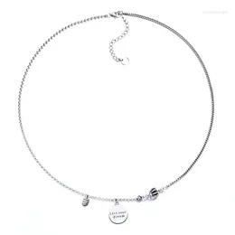 Chains 038LZFSILVER 925 Sterling Silver Fashion Trendy Retro Words Live Your Dream Crown Necklace For Women Wedding Charm Party Jewellery