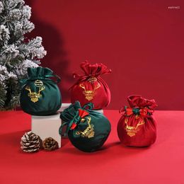 Gift Wrap 10pcs Santa Velvet Bag Candy Apple Handle Christmas Tree Decoration Family Table Year Gifts 2024