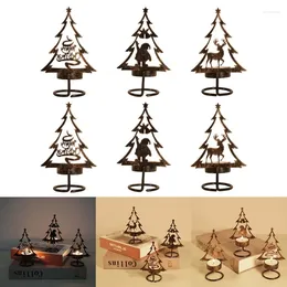 Candle Holders Elegant Christmas Candlestick Ornament 6pcs Santa Holder Tree