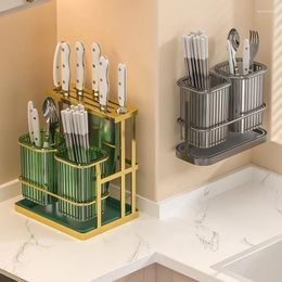 Kitchen Storage Cutlery Holder Countertop Wall Mounted Spoon Fork Chopstick Tableware Rack Organizer Stainless Drainer Box Tool