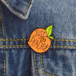 Cute Cartoon Little Yellow Peach Alloy Fruits Brooch Just Peachy Collar Enamel Pins Paint Badges Jewelry Gift for Friends