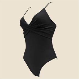 Women'S Swimwear Womens Mooslover Black Tropical Cross Wrap One Piece Swimsuit Drop Delivery Apparel Clothing Dhpyk